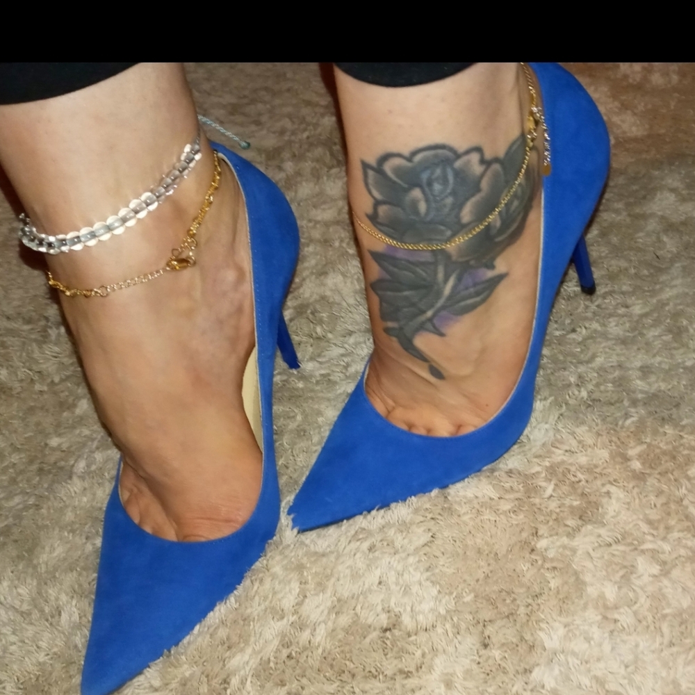 Jimmy CHOO Romy cobalt electric blue suede pumps 100mm Size 6